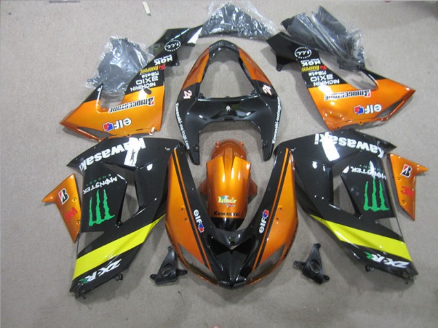Abs 2006-2007 Black Orange Monster Kawasaki ZX10R Motorcycle Fairing Kits