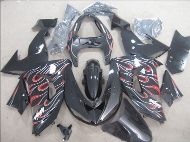 Abs 2006-2007 Black Red White Flame Ninja Kawasaki ZX10R Bike Fairings