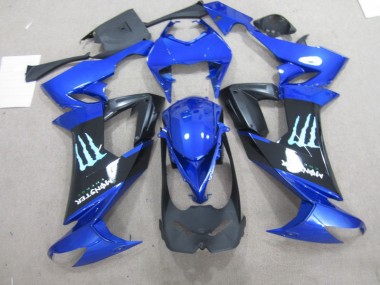 Abs 2008-2010 Black Blue Monster Kawasaki ZX10R Bike Fairing
