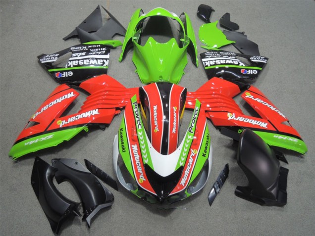 Abs 2006-2011 Red Green Motocard Kawasaki ZX14R ZZR1400 Bike Fairing