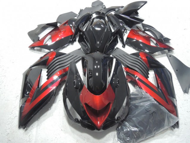 Abs 2006-2011 Black Red Kawasaki ZX14R ZZR1400 Motorcycle Fairings Kit