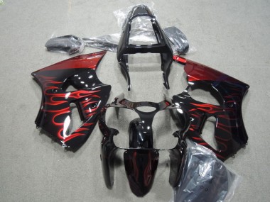 Abs 2000-2002 Black Red Flame Kawasaki ZX6R Motorbike Fairing Kits