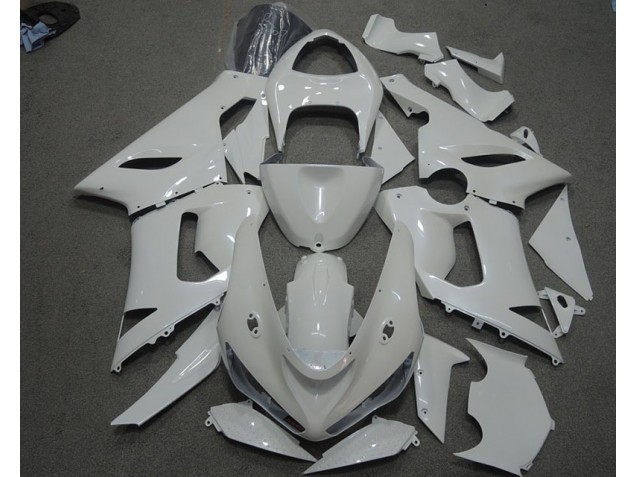 2005-2006 White Kawasaki ZX6R Motorcycle Fairings Kit 2005-2006 White Kawasaki ZX6R Motorcycle Fairings Kit