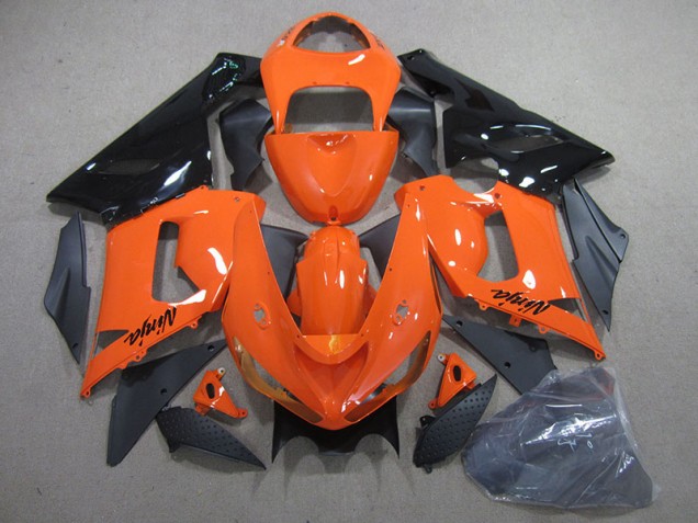 2005-2006 Orange Black Ninja Kawasaki ZX6R Bike Fairing 2005-2006 Orange Black Ninja Kawasaki ZX6R Bike Fairing