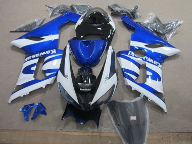 2005-2006 Blue White Kawasaki ZX6R Replacement Motorcycle Fairings