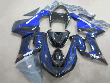 Abs 2005-2006 Black Blue Flame Ninja 636 Kawasaki ZX6R Motorcycle Fairings Kits