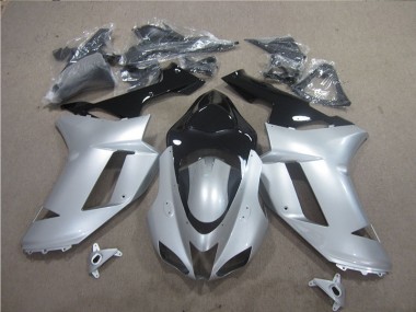 Abs 2007-2008 Silver Black Kawasaki ZX6R Motor Fairings