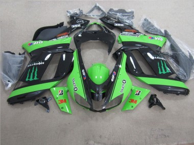 Abs 2007-2008 Green Black 3M Monster Kawasaki ZX6R Motorbike Fairing