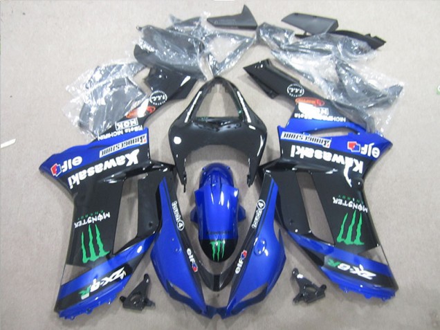 2007-2008 Black Blue Green Monster Kawasaki ZX6R Bike Fairings 2007-2008 Black Blue Green Monster Kawasaki ZX6R Bike Fairings
