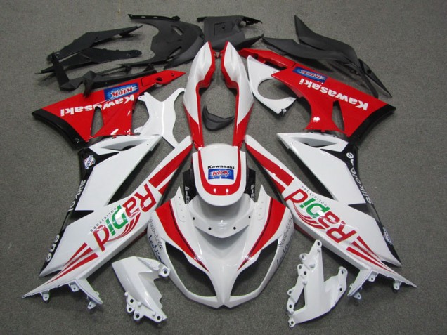 2009-2012 White Red Rapid Kawasaki ZX6R Motorcycle Fairing