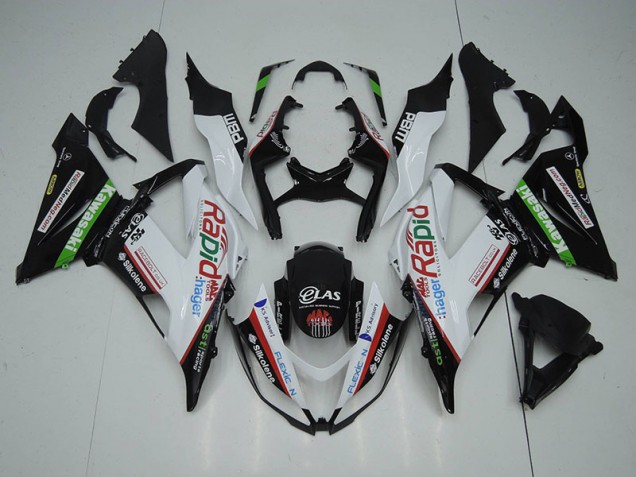 Abs 2013-2018 Black White Rapid Hager Kawasaki ZX6R Motorbike Fairing