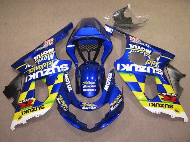 2000-2002 Blue Yellow Telefumica Movistar Suzuki GSXR1000 Motor Fairings
