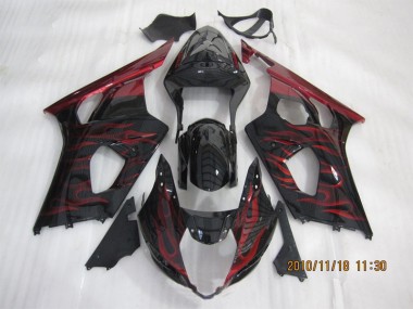 Abs 2003-2004 Black Red Flame Suzuki GSXR1000 Motorcycle Bodywork