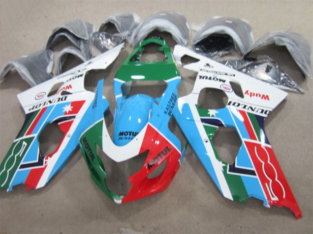 2004-2005 Blue Green Red Motul Suzuki GSXR600 Motorcycle Fairing 2004-2005 Blue Green Red Motul Suzuki GSXR600 Motorcycle Fairing