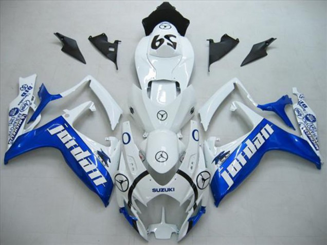 2006-2007 White Blue Jordan Suzuki GSXR600 Motorcycle Fairings Kit 2006-2007 White Blue Jordan Suzuki GSXR600 Motorcycle Fairings Kit
