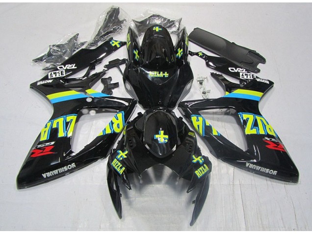 Abs 2006-2007 Black Yellow Rizla Suzuki GSXR600 Moto Fairings