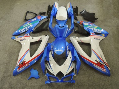 Abs 2008-2010 Blue White with Decals Suzuki GSXR600 Bike Fairing Kit