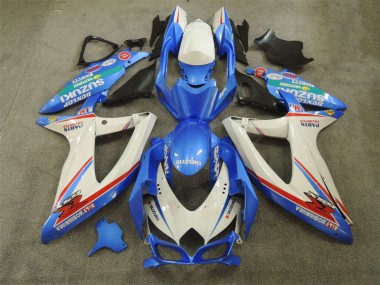 2008-2010 Blue White with Decals Suzuki GSXR600 Bike Fairing Kit
