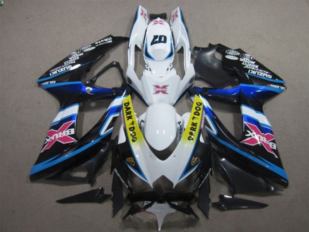 Abs 2008-2010 White Dark Dog 07 Suzuki GSXR600 Motorcycle Replacement Fairings