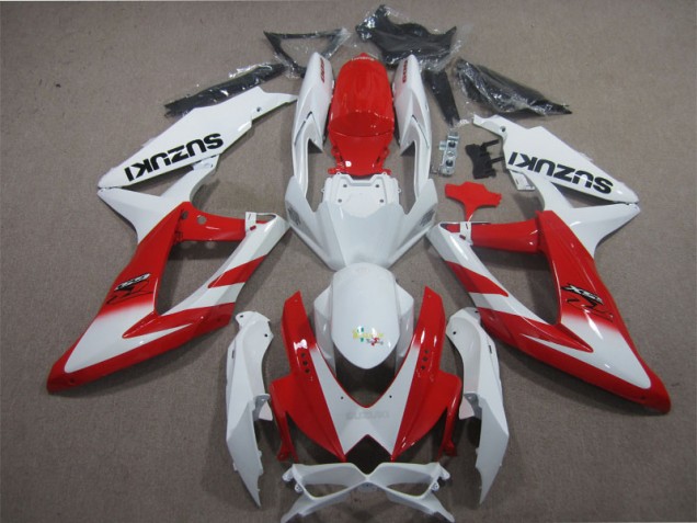 2008-2010 White Red Suzuki GSXR600 Motorcyle Fairings