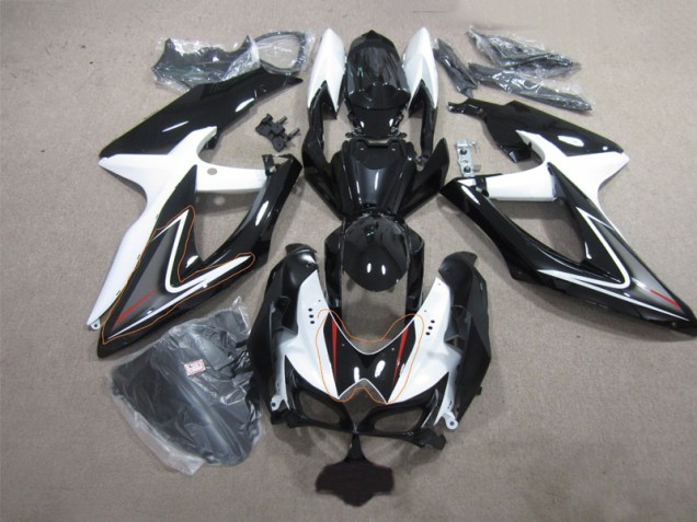 Abs 2008-2010 Black White Suzuki GSXR600 Replacement Fairings