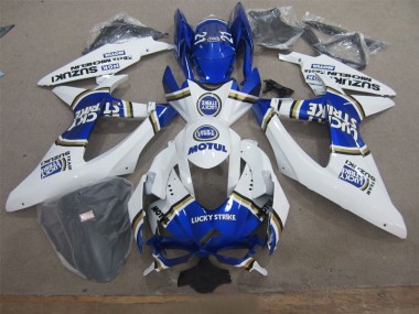 Abs 2008-2010 White Lucky Strike Blue Motul Suzuki GSXR600 Motor Fairings