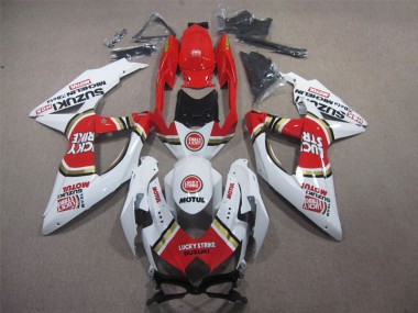 2008-2010 White Lucky Strike Red Motul Suzuki GSXR600 Motorbike Fairing