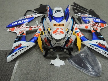 2008-2010 White Blue Dark Dog Suzuki GSXR600 Bike Fairings