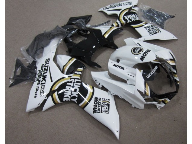 Abs 2011-2021 White Lucky Strike Black Motul Suzuki GSXR600 Motor Fairings