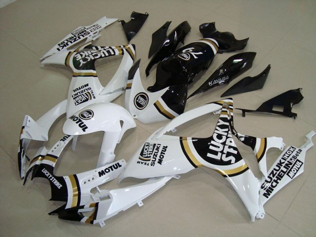 2006-2007 White Lucky Strike Black Motul Suzuki GSXR750 Motorcycle Fairings Kit 2006-2007 White Lucky Strike Black Motul Suzuki GSXR750 Motorcycle Fairings Kit