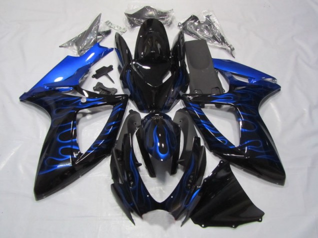 Abs 2006-2007 Black Blue Flame Suzuki GSXR750 Bike Fairings