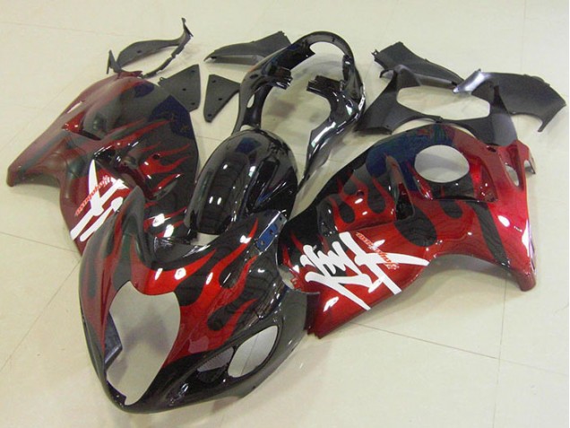 Abs 1996-2007 Black Red Flame Suzuki GSXR1300 Hayabusa Bike Fairings