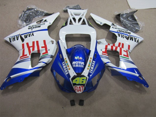 1998-1999 Blue White Motul Fiat 46 Yamaha YZF R1 Bike Fairing Kit 1998-1999 Blue White Motul Fiat 46 Yamaha YZF R1 Bike Fairing Kit