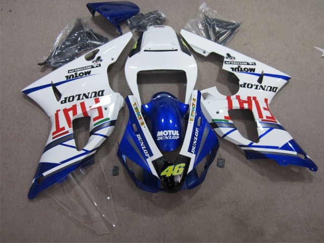 1998-1999 Blue White Motul Dunlop 46 Yamaha YZF R1 Motorbike Fairing Kits 1998-1999 Blue White Motul Dunlop 46 Yamaha YZF R1 Motorbike Fairing Kits
