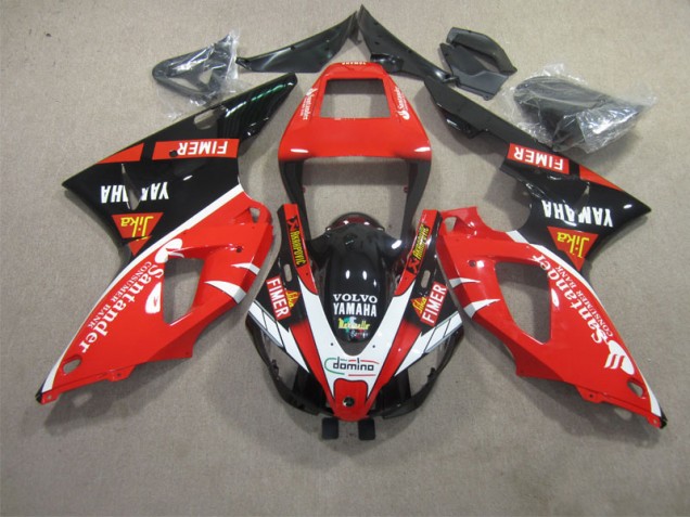 Abs 1998-1999 Red Black White Santander Yamaha YZF R1 Motorcyle Fairings
