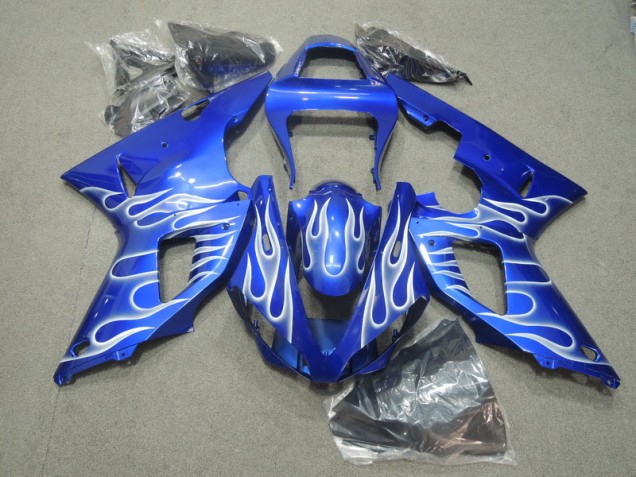 2000-2001 Blue White Flame Yamaha YZF R1 Motorcycle Fairings Kit 2000-2001 Blue White Flame Yamaha YZF R1 Motorcycle Fairings Kit
