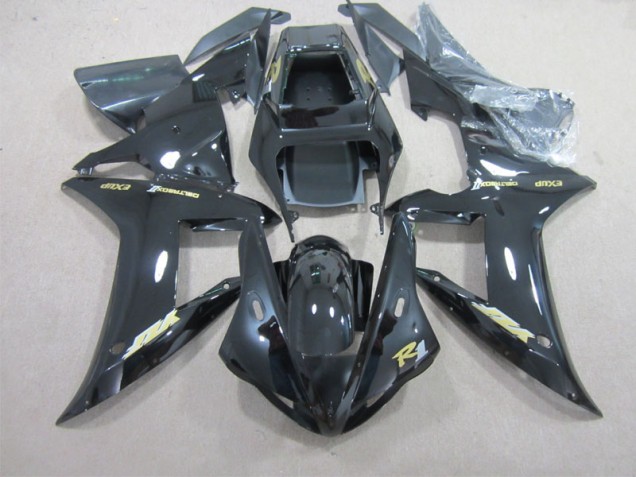 2002-2003 Black with Gold Decal Yamaha YZF R1 Motorbike Fairing 2002-2003 Black with Gold Decal Yamaha YZF R1 Motorbike Fairing