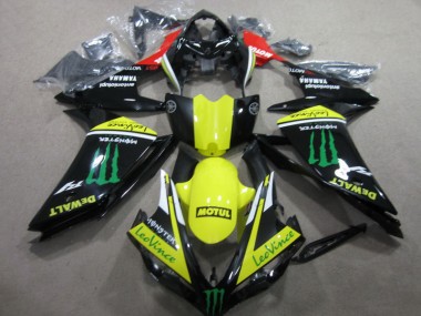 2007-2008 Black Yellow Motul Leovince Yamaha YZF R1 Motorcycle Fairings Kit