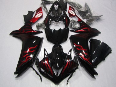 Abs 2007-2008 Black Red Flame Yamaha YZF R1 Motorcycle Fairings