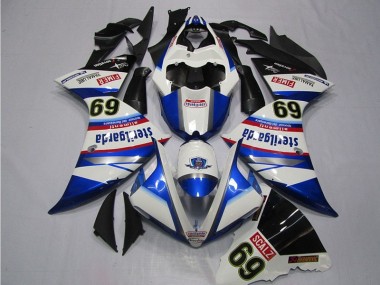 2009-2011 White Blue Sterilgarda SCALZ 69 Yamaha YZF R1 Motorcycle Replacement Fairings