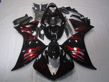 Abs 2009-2011 Black Red Flame Yamaha YZF R1 Motor Fairings
