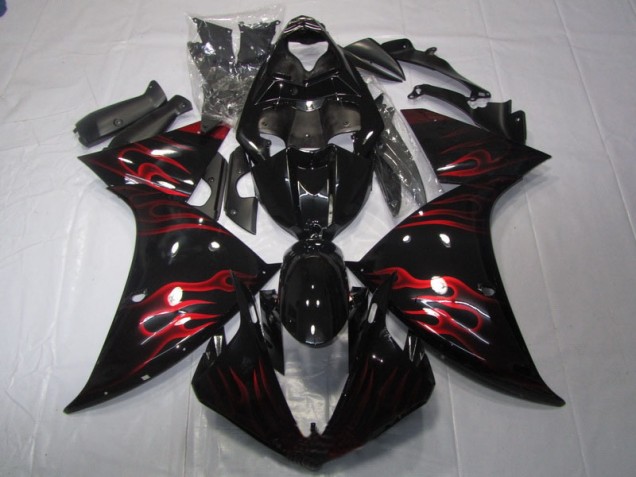 2009-2011 Black Red Flame Yamaha YZF R1 Motor Fairings 2009-2011 Black Red Flame Yamaha YZF R1 Motor Fairings
