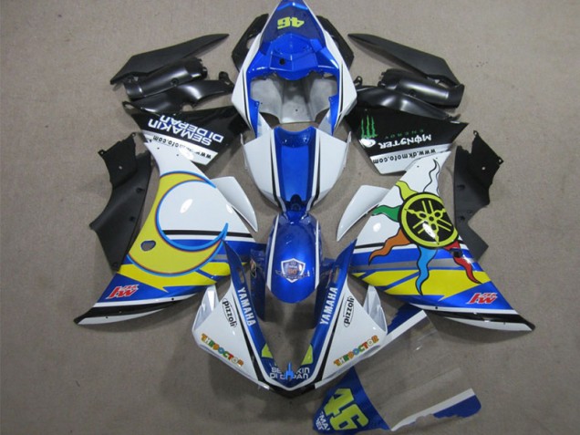 2012-2014 Blue White Yellow 46 Yamaha YZF R1 Motorcycle Replacement Fairings 2012-2014 Blue White Yellow 46 Yamaha YZF R1 Motorcycle Replacement Fairings