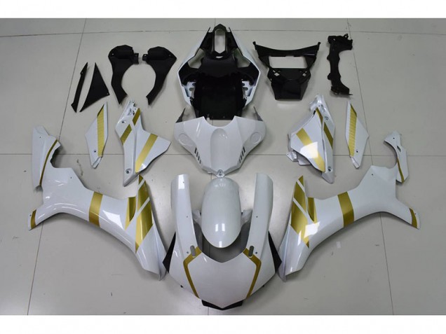 2015-2019 White with Gold Decal Yamaha YZF R1 Motor Fairings