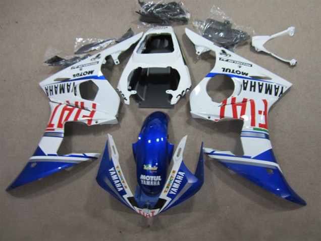 2003-2005 White Blue Motul Fiat Yamaha YZF R6 Motorcycle Fairings Kits 2003-2005 White Blue Motul Fiat Yamaha YZF R6 Motorcycle Fairings Kits