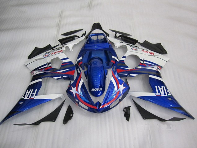 2003-2005 Blue White Motul Fiat Yamaha YZF R6 Motorcycle Fairing 2003-2005 Blue White Motul Fiat Yamaha YZF R6 Motorcycle Fairing